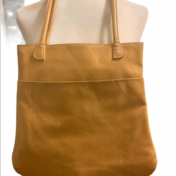 Sabina New York Beige Gold Tone Leather Shoulder Handbag Floral Lining - Picture 2 of 10